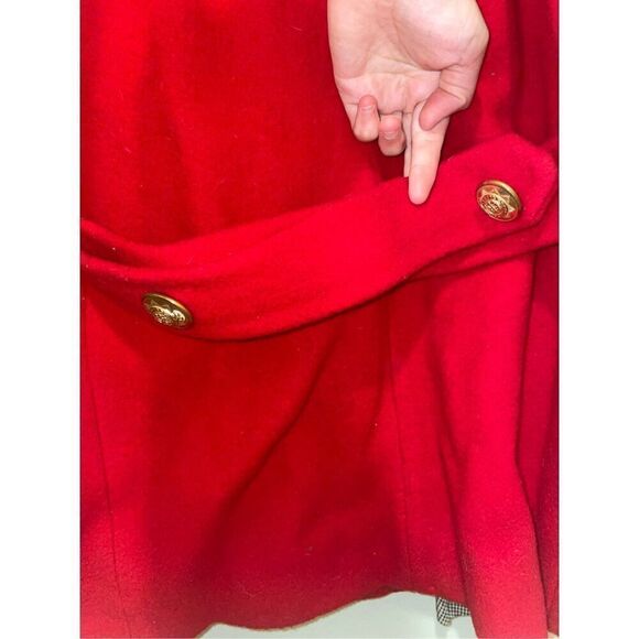 Vintage coats by Cattiva Anglo fabrics pure wool red luxe overcoat size medium - Picture 14 of 16